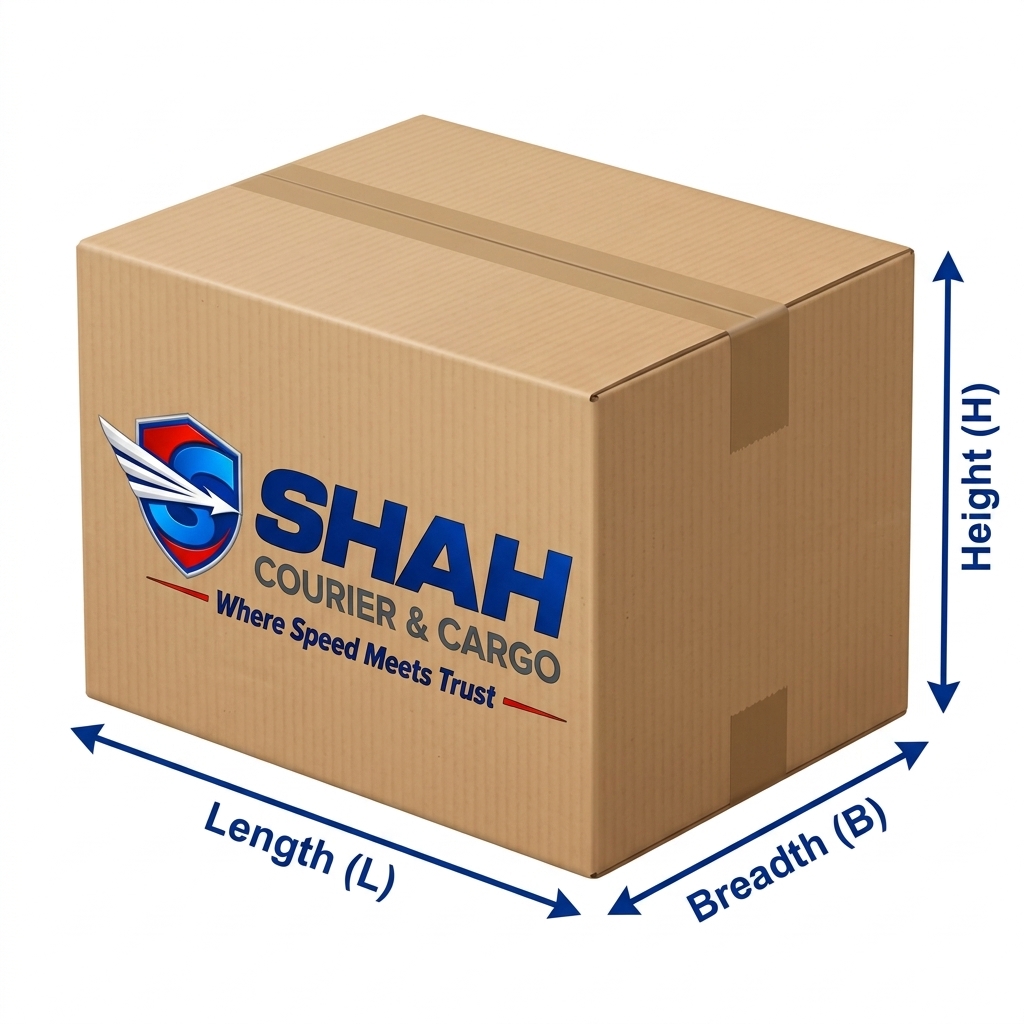 Shah Courier Volumetric Package Dimension Diagram